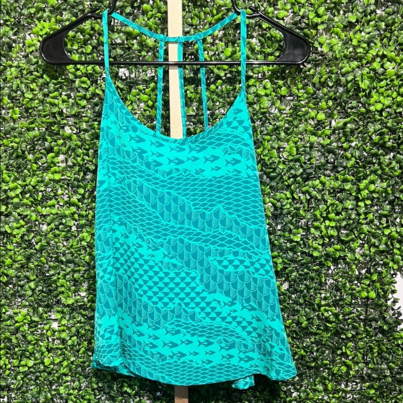 hawaiis finest Tops - Hawaiis Finest Teal Fish Patterned Tank Top size XS